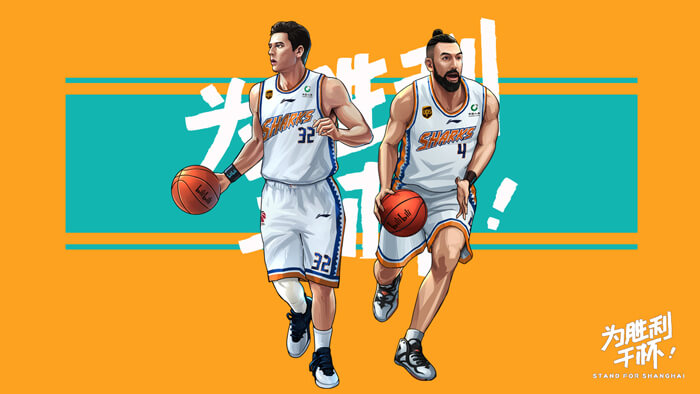 哔哩哔哩篮球队宣传插画